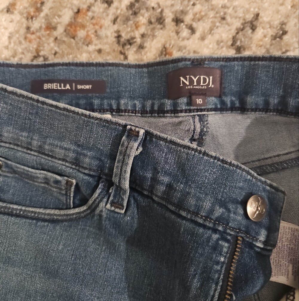 NYDJ Rolled-Cuff Denim Bermuda Shorts in Medium Blue - Picture 2 of 4